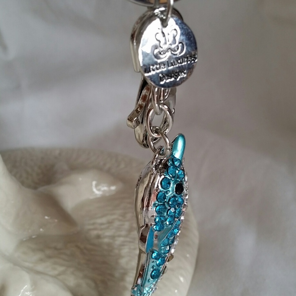 Dolphin Rhinestone Keychain Bag Charm w/pouch - Picture 2 of 5